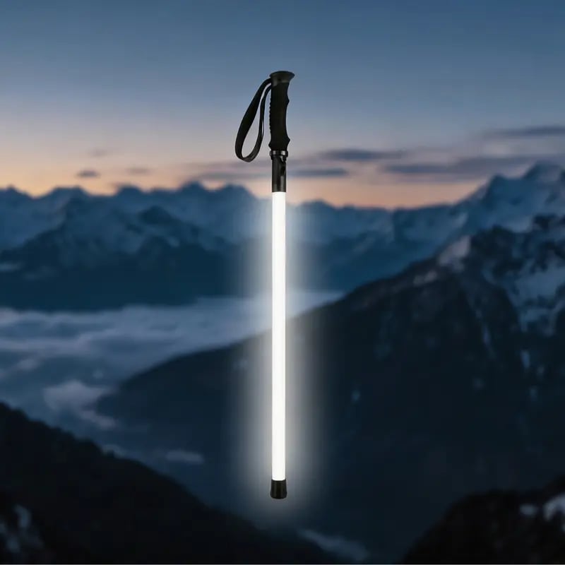 ⚔️Laser Saber Style Trekking Poles – LED Light Hiking Sticks, Waterproof Aluminum Walking Sticks for Night Hiking, Camping & Emergency Survival Gear, Gift for Him