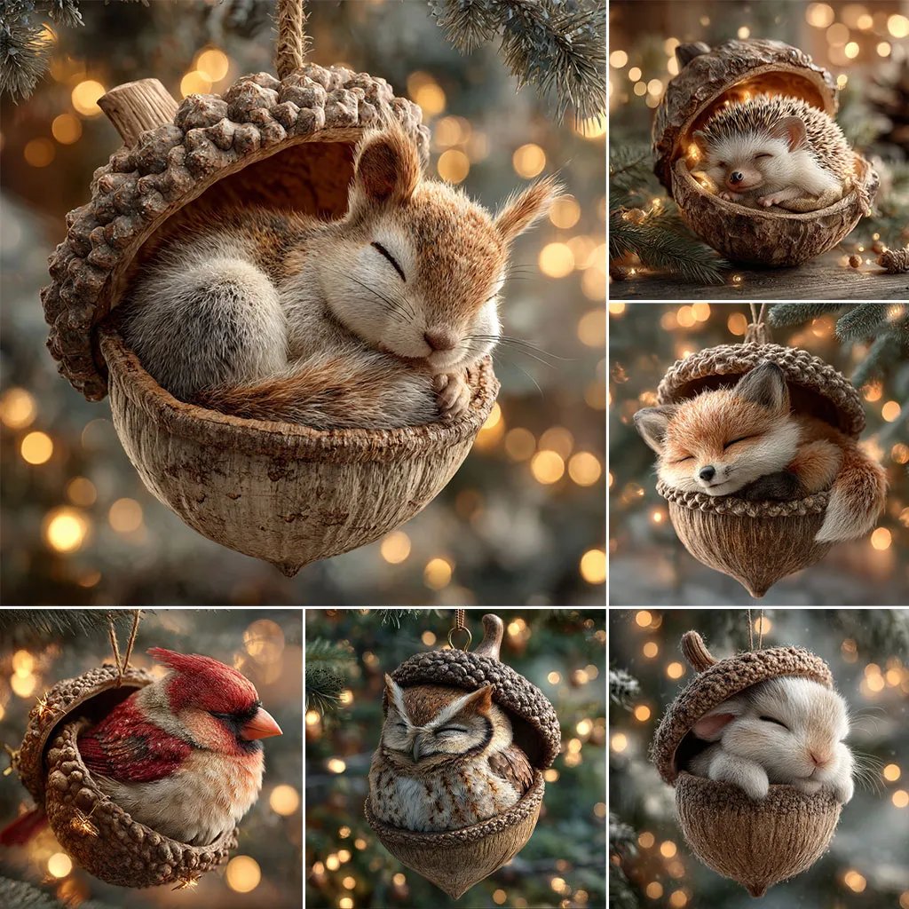 🎁❤️Forest Animal Acorn Ornaments – Cozy Forest Christmas Ornaments