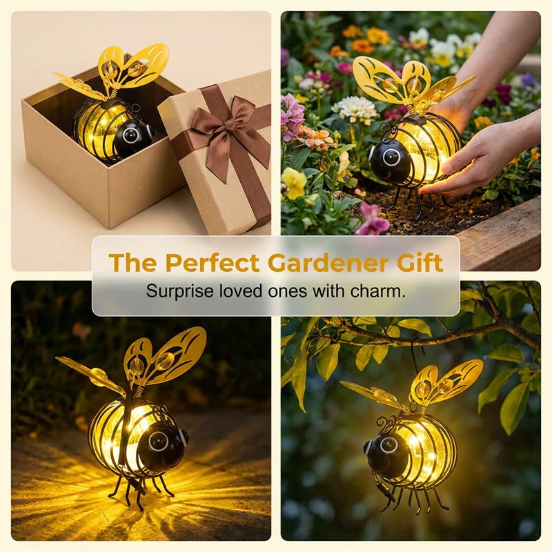 🌙🍃🪴Hanging Solar Bee Light – Warm Amber Glow, Flicker-Free, Perfect for Garden Parties, Camping, or Kids’ Rooms – Spread Joy Day and Night 🌞🌜