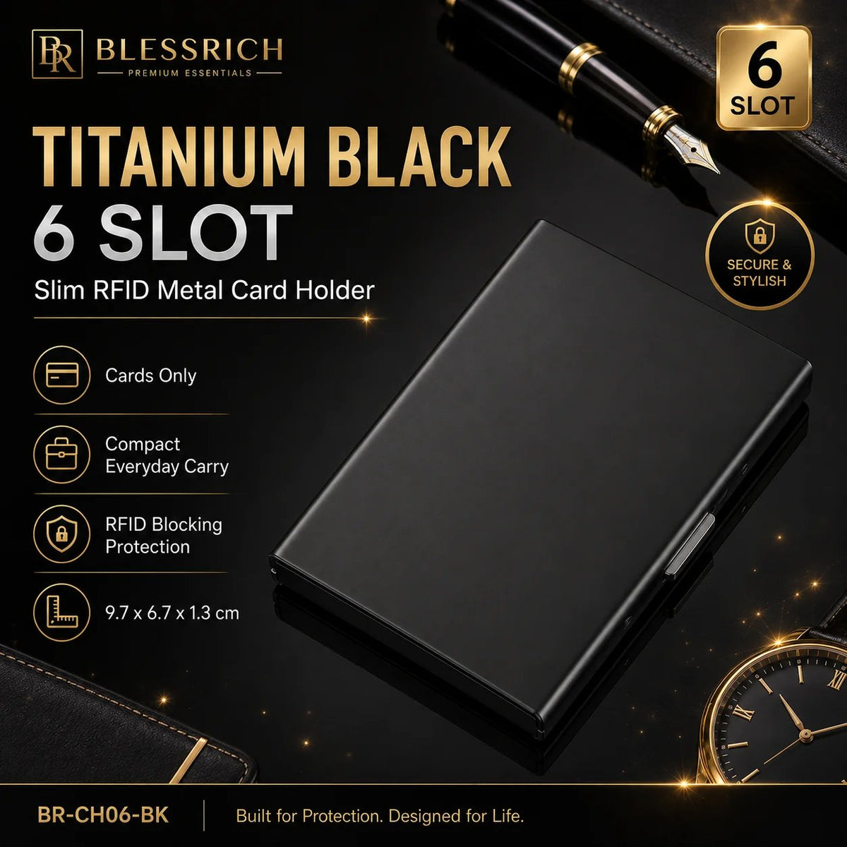 Ultra‐Slim RFID‐Blocking Stainless Steel Card Holder 🛡️ | Secure Pocket Card Case for Travel & Everyday Carry