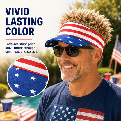 Patriotic Fake Hair Visor Hat for Men Women