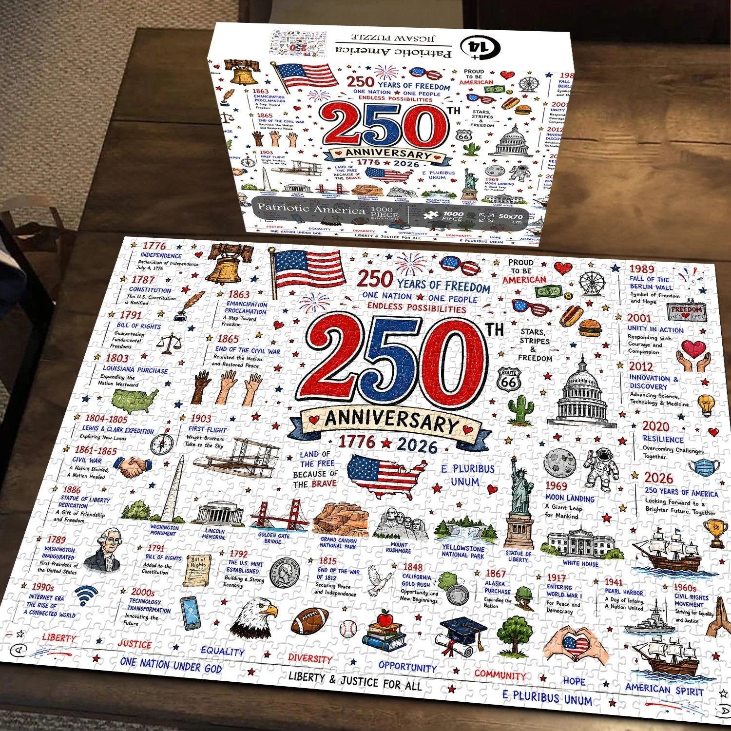 ⭐🗽 Patriotic America Jigsaw Puzzle 1000 Pieces 🎁 Buy 2 Free Shipping