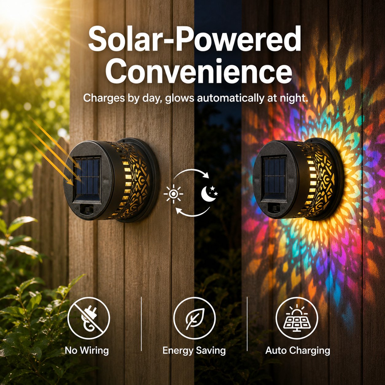 🪐Solar Mandala Wall Light | Outdoor Garden Fence Projector Lamp