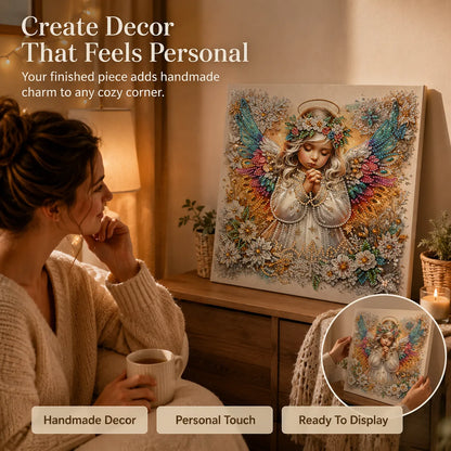👼✨ Premium Crystal Diamond Wall Art Kit | Luxury Canvas with Scratch-Resistant Non-Fading Diamond Beads DIY Angel-Inspired Decor ✨