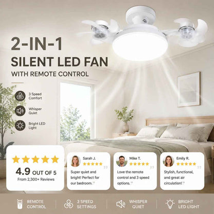 ✨ 2-in-1 LED Ceiling Fan with Remote – Quiet Cooling & Modern Lighting