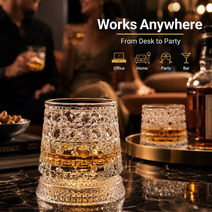 🔥Luxury 360° Spinning Crystal Glass