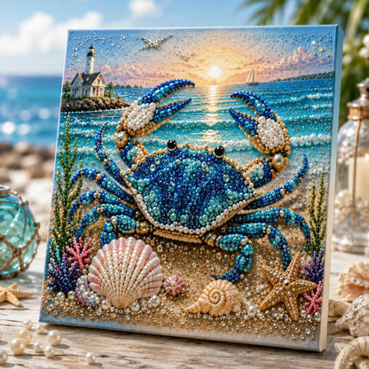 🌊🐚 Premium 3D Pearl Ocean Wall Art Kit | Luxury Flocked Canvas with Scratch-Resistant Non-Fading Pearl Beads DIY Coastal Decor – Buy 2 Free Shipping 📦✨