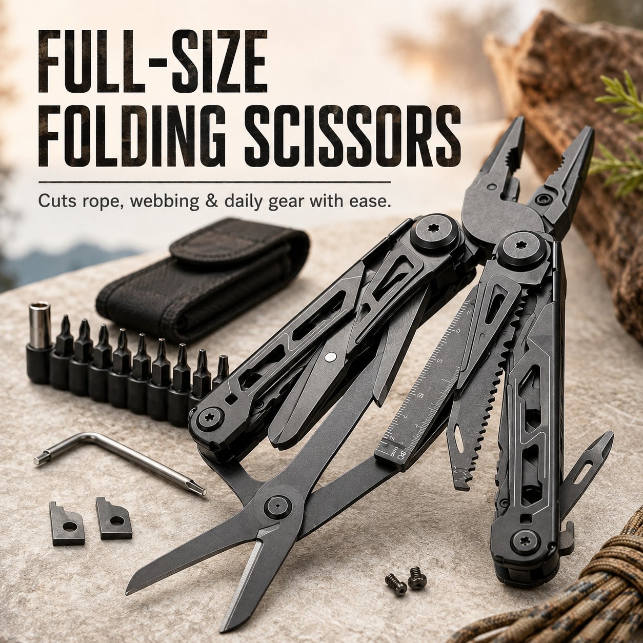 🏕️16‐in‐1 Multi‐Tool Pliers with Full‐Size Folding Scissors