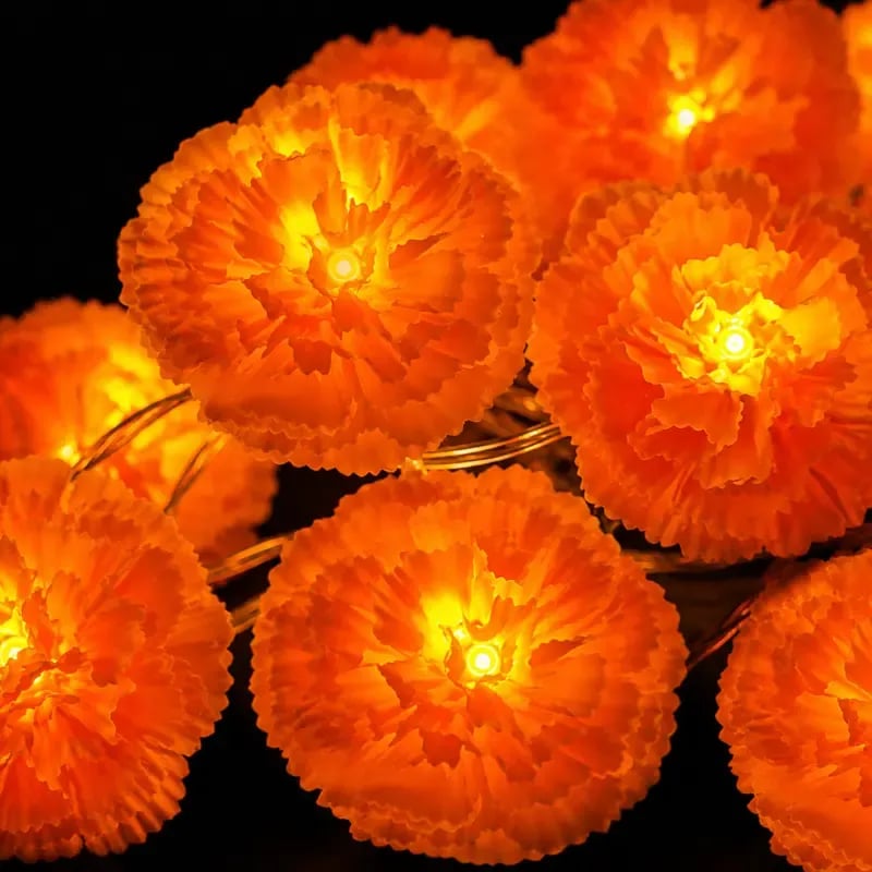 💀 Mexican Marigold Flower String Lights | 💕Death is not the end of life, forgetting is