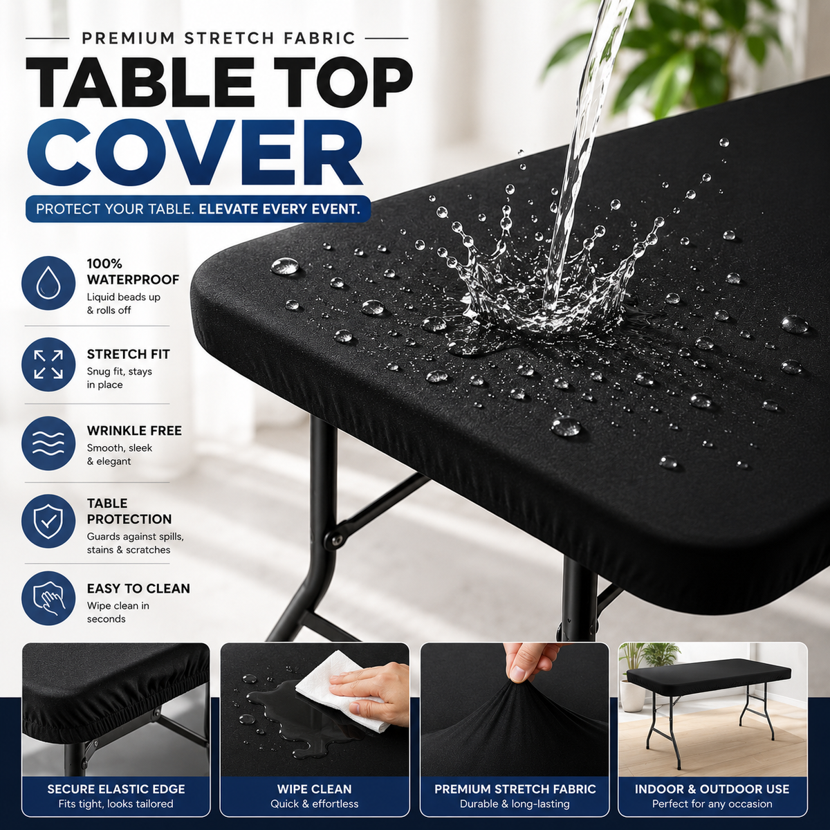 Stretch Spandex Table Cover – Perfect Fit for 4ft/5ft/6ft/8ft Tables