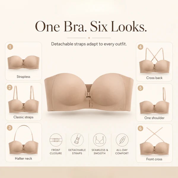 🔥Women's Strapless Front Closure Push-Up Bra