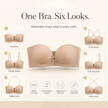 🔥Women's Strapless Front Closure Push-Up Bra