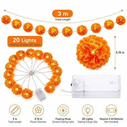 💀 Mexican Marigold Flower String Lights | 💕Death is not the end of life, forgetting is