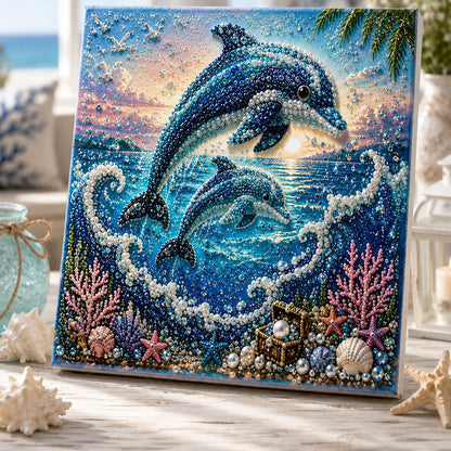 🌊🐚 Premium 3D Pearl Ocean Wall Art Kit | Luxury Flocked Canvas with Scratch-Resistant Non-Fading Pearl Beads DIY Coastal Decor – Buy 2 Free Shipping 📦✨