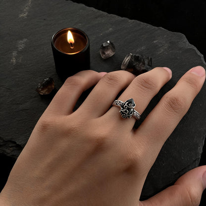 🖤 Vintage Vine Flower Obsidian Ring