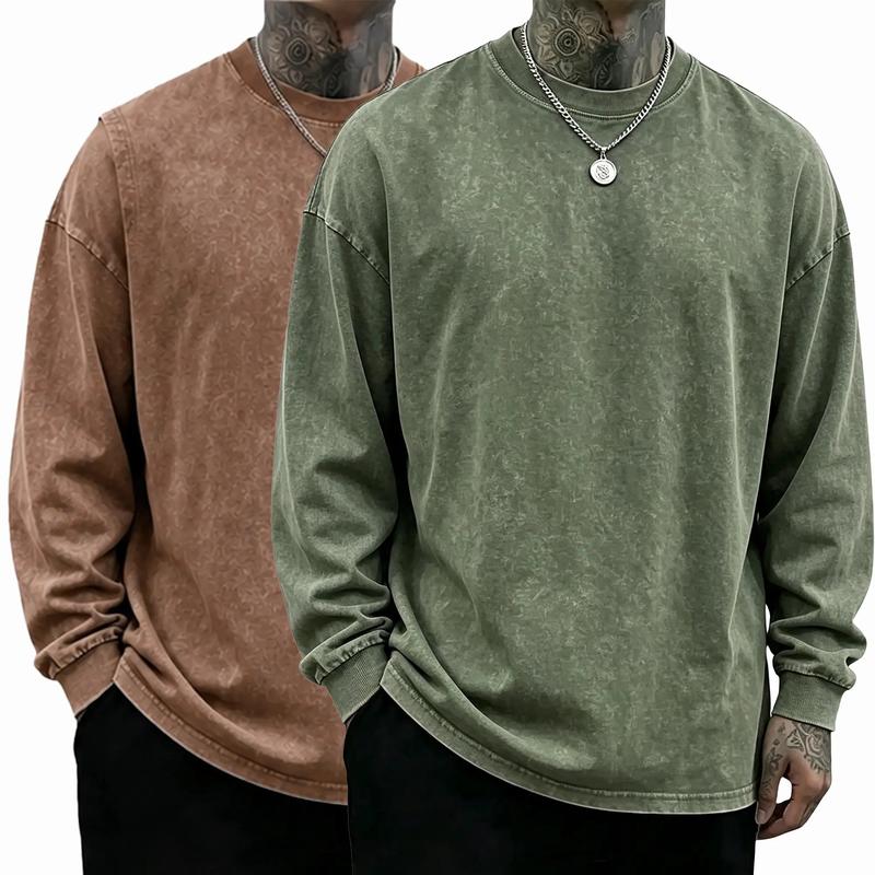 Men's Oversized Washed Distressed Cotton Crewneck Sweatshirt