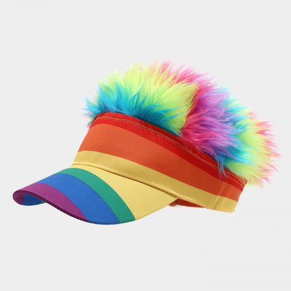 Patriotic Fake Hair Visor Hat for Men Women