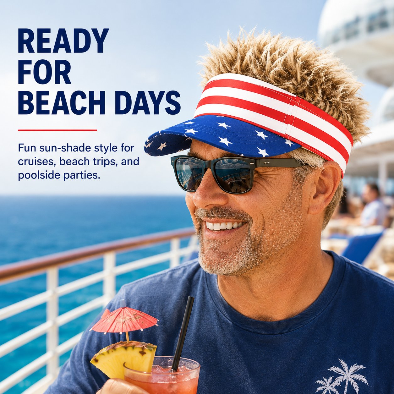 Patriotic Fake Hair Visor Hat for Men Women