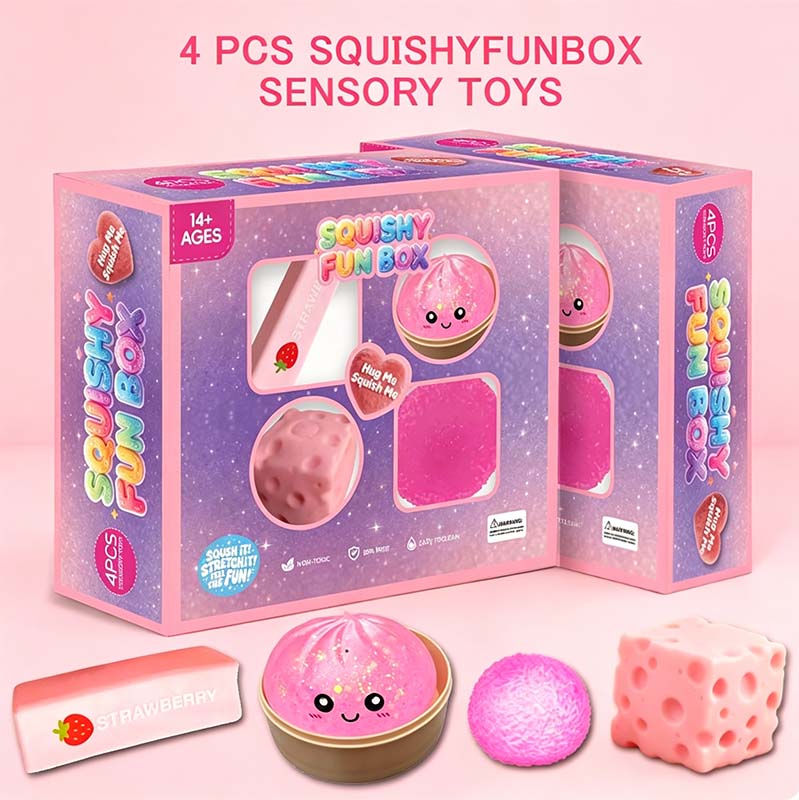 🔥LAST DAY 49% OFF - 🧸✨4-Pack Soft Squishy Toys – Mixed Slow & Fast Rebound Silicone Fidget Toys for Kids & Adults