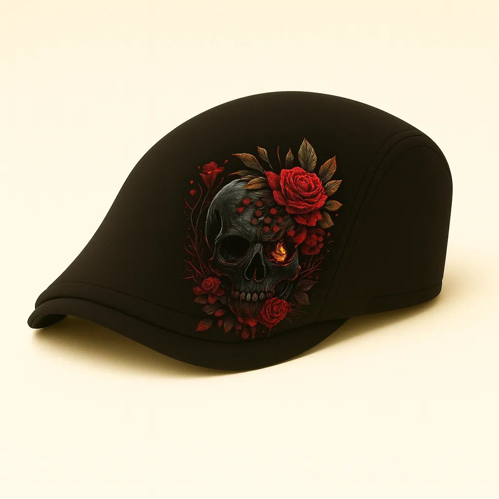 🔥Last Day 50% OFF 💀Handcrafted Skull & Thorn Flat Cap