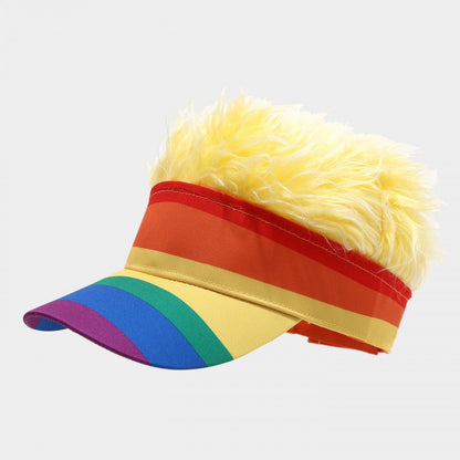Patriotic Fake Hair Visor Hat for Men Women