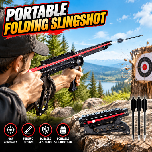 dht™⭐Portable Folding Slingshot with 3 Arrows