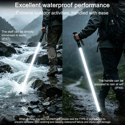 ⚔️Laser Saber Style Trekking Poles – LED Light Hiking Sticks, Waterproof Aluminum Walking Sticks for Night Hiking, Camping & Emergency Survival Gear, Gift for Him
