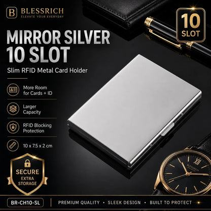 Ultra‐Slim RFID‐Blocking Stainless Steel Card Holder 🛡️ | Secure Pocket Card Case for Travel & Everyday Carry