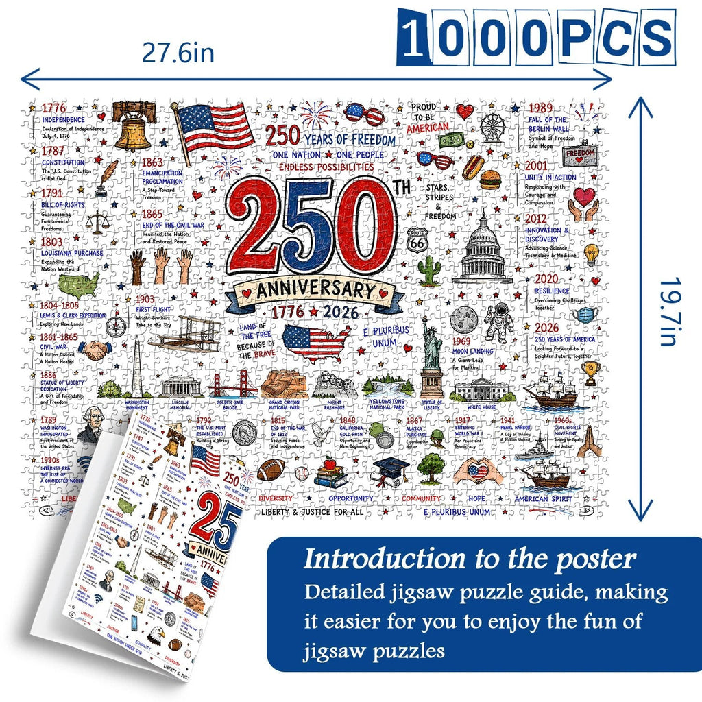 ⭐🗽 Patriotic America Jigsaw Puzzle 1000 Pieces 🎁 Buy 2 Free Shipping