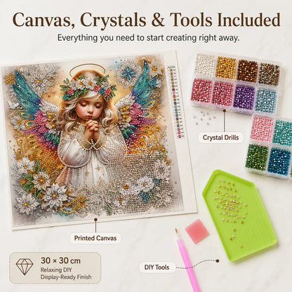 👼✨ Premium Crystal Diamond Wall Art Kit | Luxury Canvas with Scratch-Resistant Non-Fading Diamond Beads DIY Angel-Inspired Decor ✨