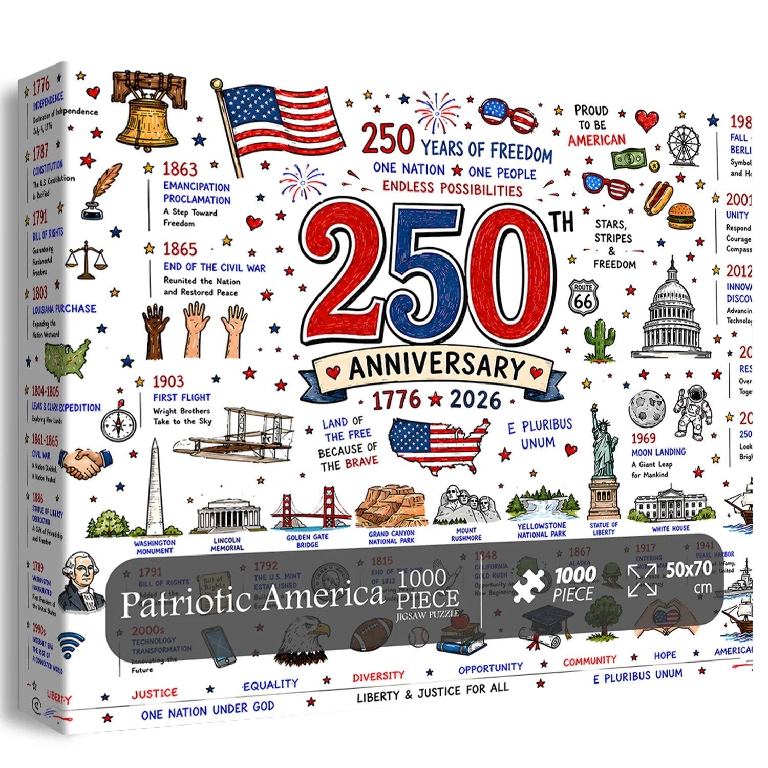 ⭐🗽 Patriotic America Jigsaw Puzzle 1000 Pieces 🎁 Buy 2 Free Shipping