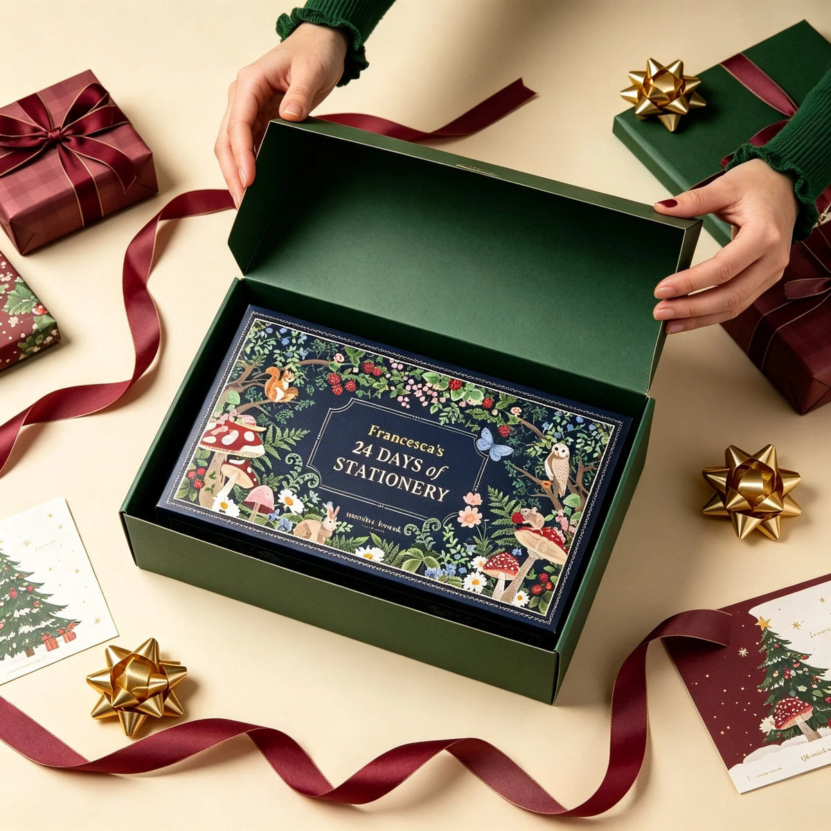 🎄 2026 Botanical 24 Days Stationery Advent Calendar Book Box with Daily Surprises ✍️