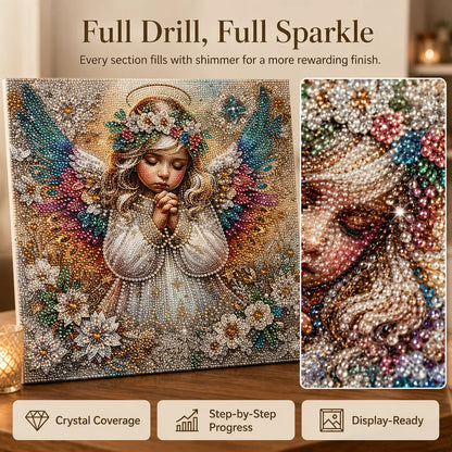 👼✨ Premium Crystal Diamond Wall Art Kit | Luxury Canvas with Scratch-Resistant Non-Fading Diamond Beads DIY Angel-Inspired Decor ✨