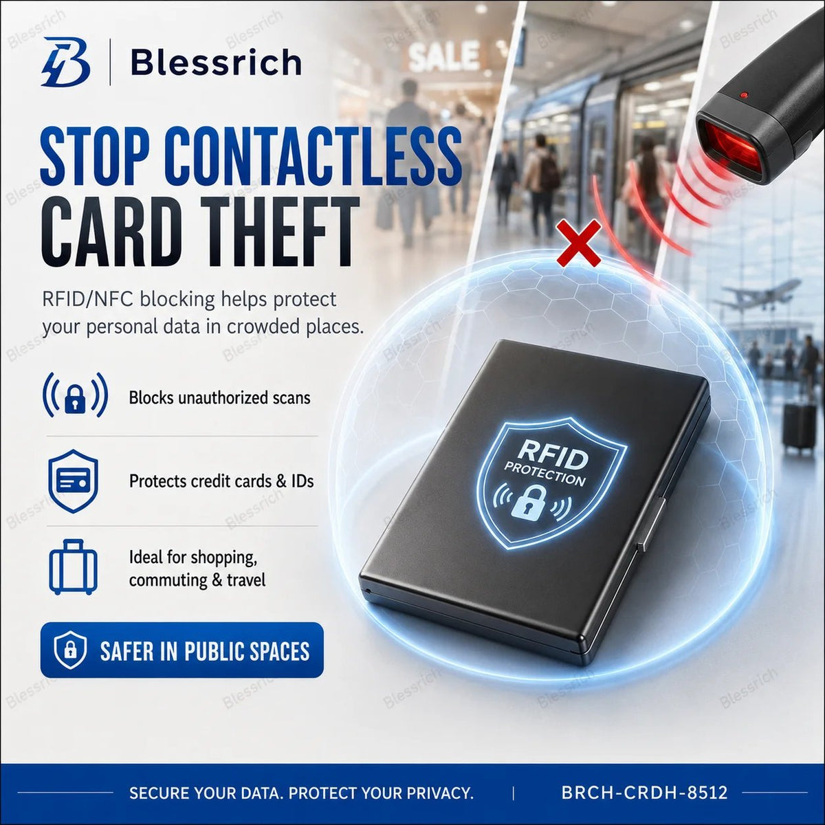 Ultra‐Slim RFID‐Blocking Stainless Steel Card Holder 🛡️ | Secure Pocket Card Case for Travel & Everyday Carry