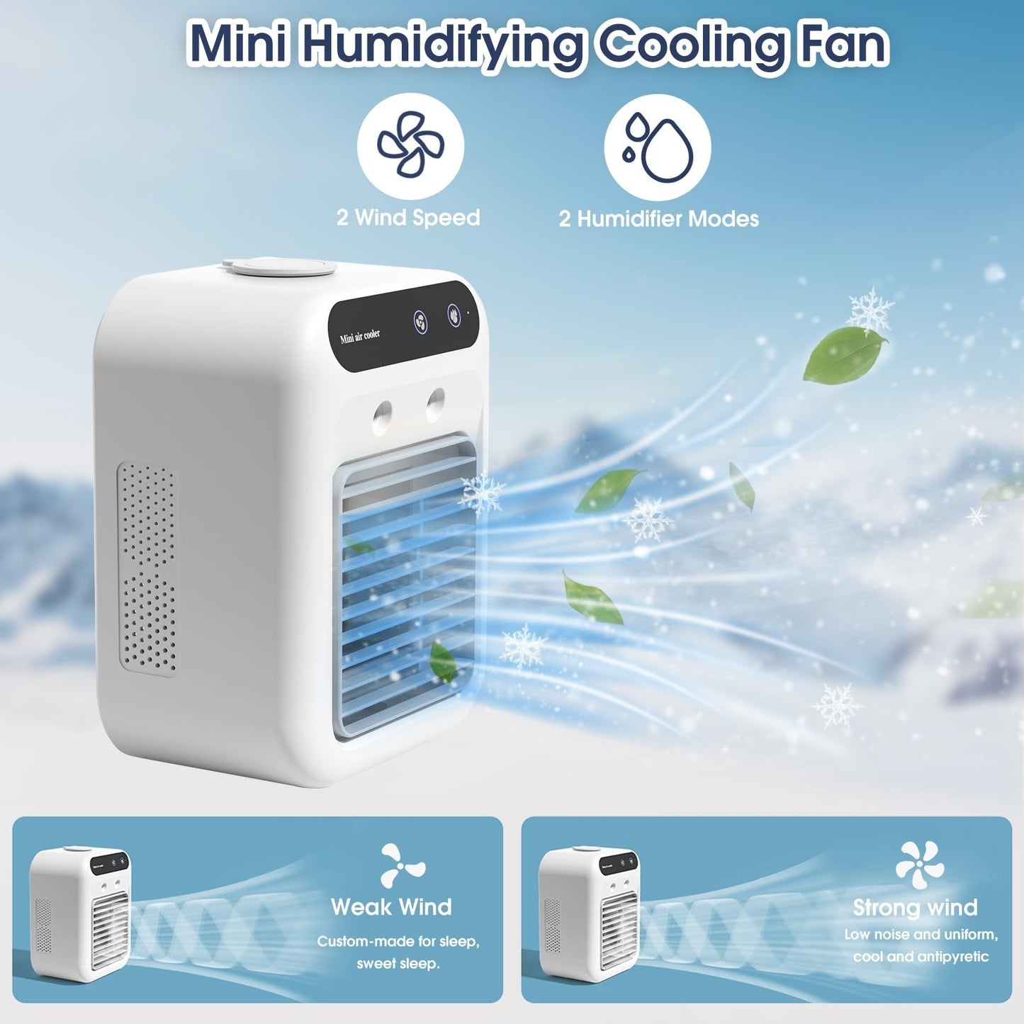Portable USB Mini Air Conditioner Fan, Desktop Cooling Mist Humidifier