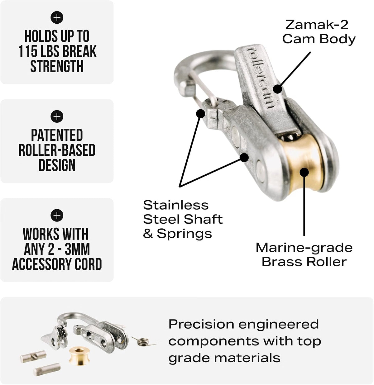 Stainless Steel Roperoller Pulley Tensioning Kit with Accessory Cord
