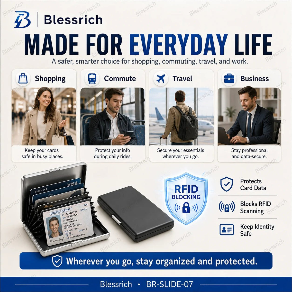 Ultra‐Slim RFID‐Blocking Stainless Steel Card Holder 🛡️ | Secure Pocket Card Case for Travel & Everyday Carry