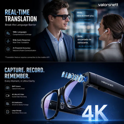 AI Vision Smart Glasses™—Real-time Translation, Camera, Music, and AI Assistant