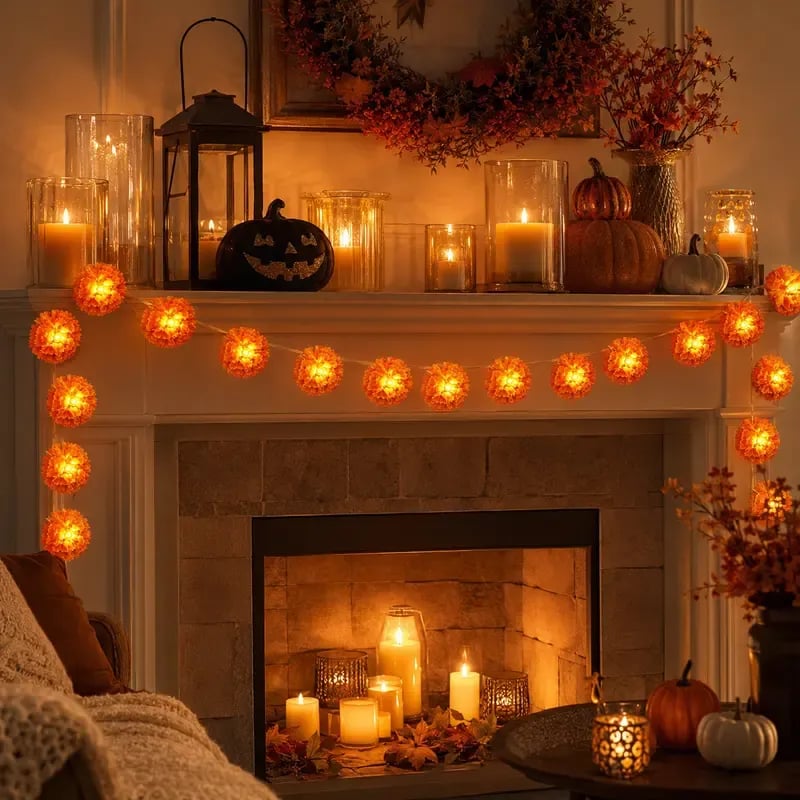 💀 Mexican Marigold Flower String Lights | 💕Death is not the end of life, forgetting is