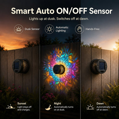 🪐Solar Mandala Wall Light | Outdoor Garden Fence Projector Lamp