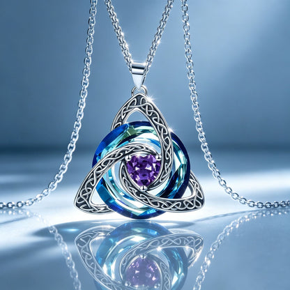 💎🔮 Necklace with Celtic Trinity knot and birthstone