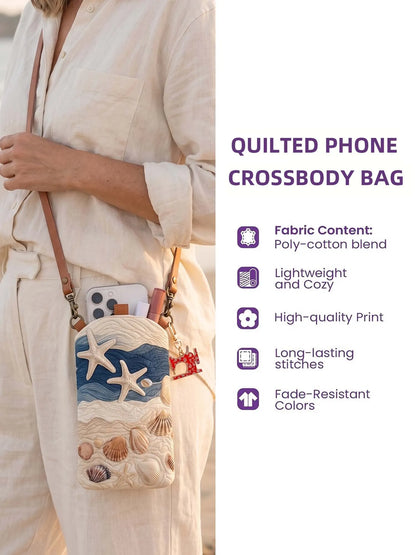 Horseshoe And Floral Wreath Quilted Slim Phone Crossbody Bag