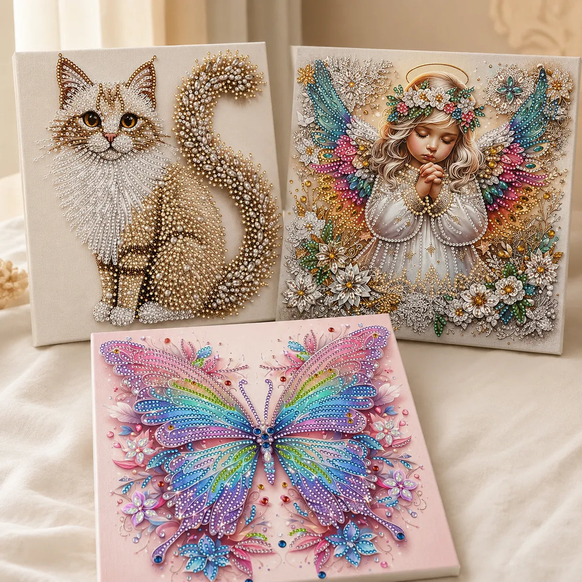 👼✨ Premium Crystal Diamond Wall Art Kit | Luxury Canvas with Scratch-Resistant Non-Fading Diamond Beads DIY Angel-Inspired Decor ✨