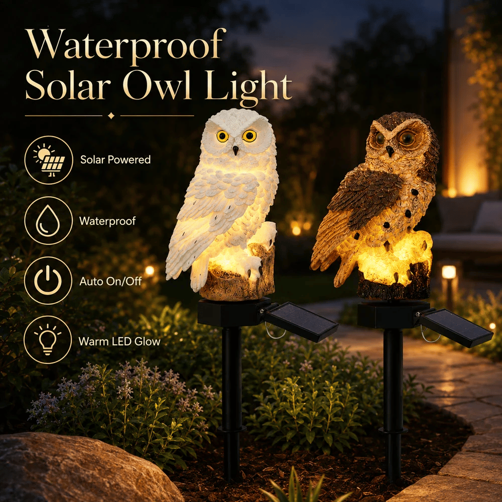 Solar Realistic Owl Garden Stake Light – Adjustable Waterproof Auto LED Landscape Decor