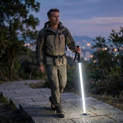 ⚔️Laser Saber Style Trekking Poles – LED Light Hiking Sticks, Waterproof Aluminum Walking Sticks for Night Hiking, Camping & Emergency Survival Gear, Gift for Him