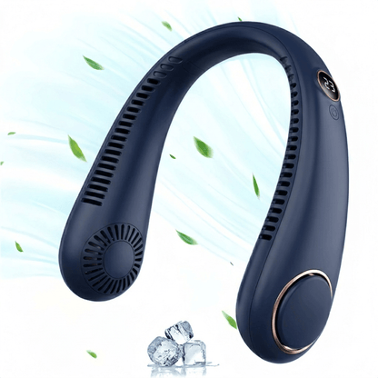 Hands-Free Bladeless Wearable Personal Fan with LED Display, Rechargeable Battery Operated Cooling Fan for Outdoor Travel, Sports, Home, Office