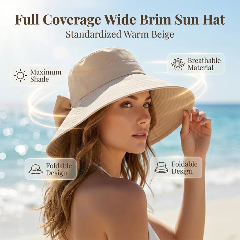 ☀️Summer Hot Sale 49% OFF👒Women's Bowknot Wide Brim Sun Protective Hat