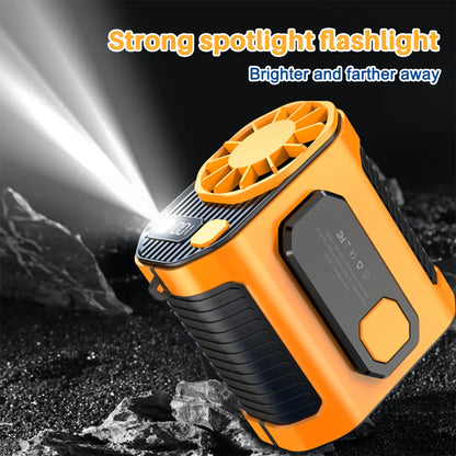 Portable Waist Clip Fan with LED Light - 5000 mAh Battery