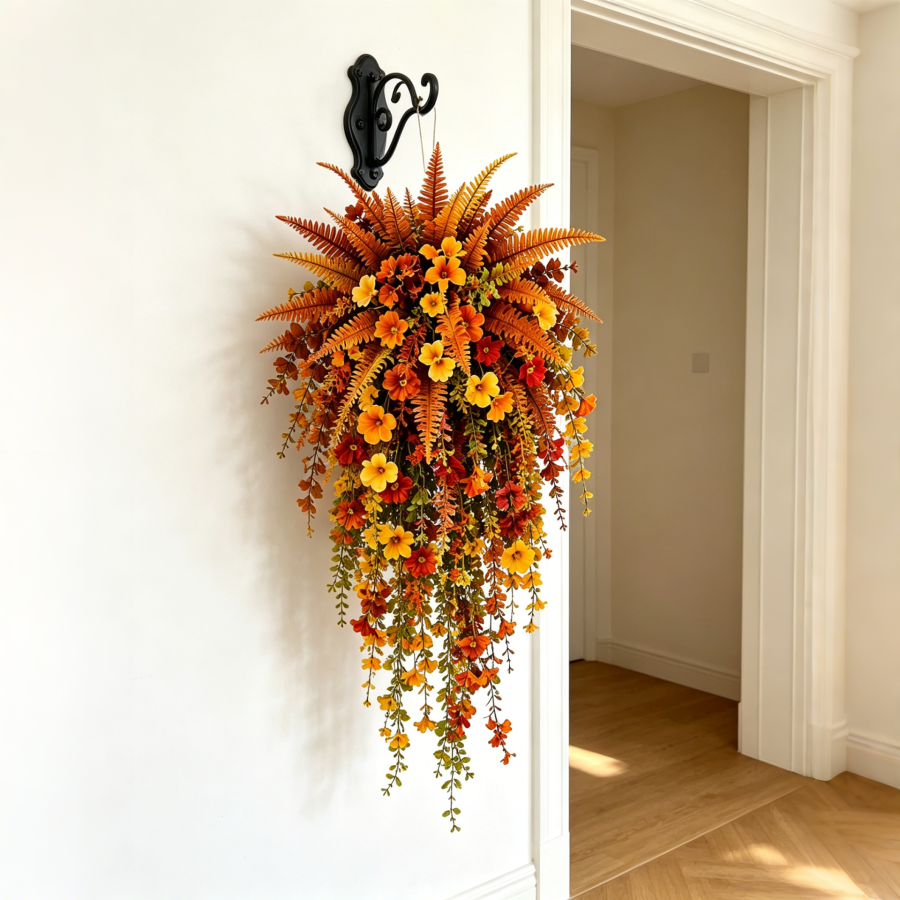🍂 ARTIFICIAL FALL HARVEST HANGING BASKET