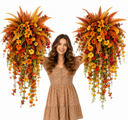 🍂 ARTIFICIAL FALL HARVEST HANGING BASKET
